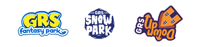logos of GRS Fantasy Park, GRS Snow Park, and GRS UpDown Museum in Mysuru
